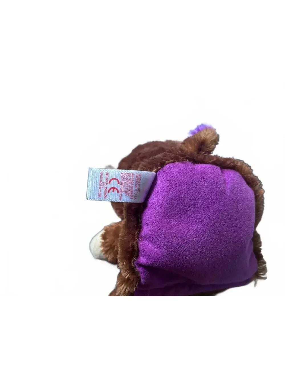 Ty Chimps Soft Fur Brown Monkey Purple Eyes and Ears Beanie Boo 5” Plush